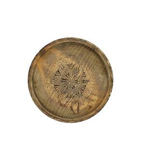 Vintage Hand Carved Wooden Bowl Display Dish MCM Rustic Boho Art Deco Country